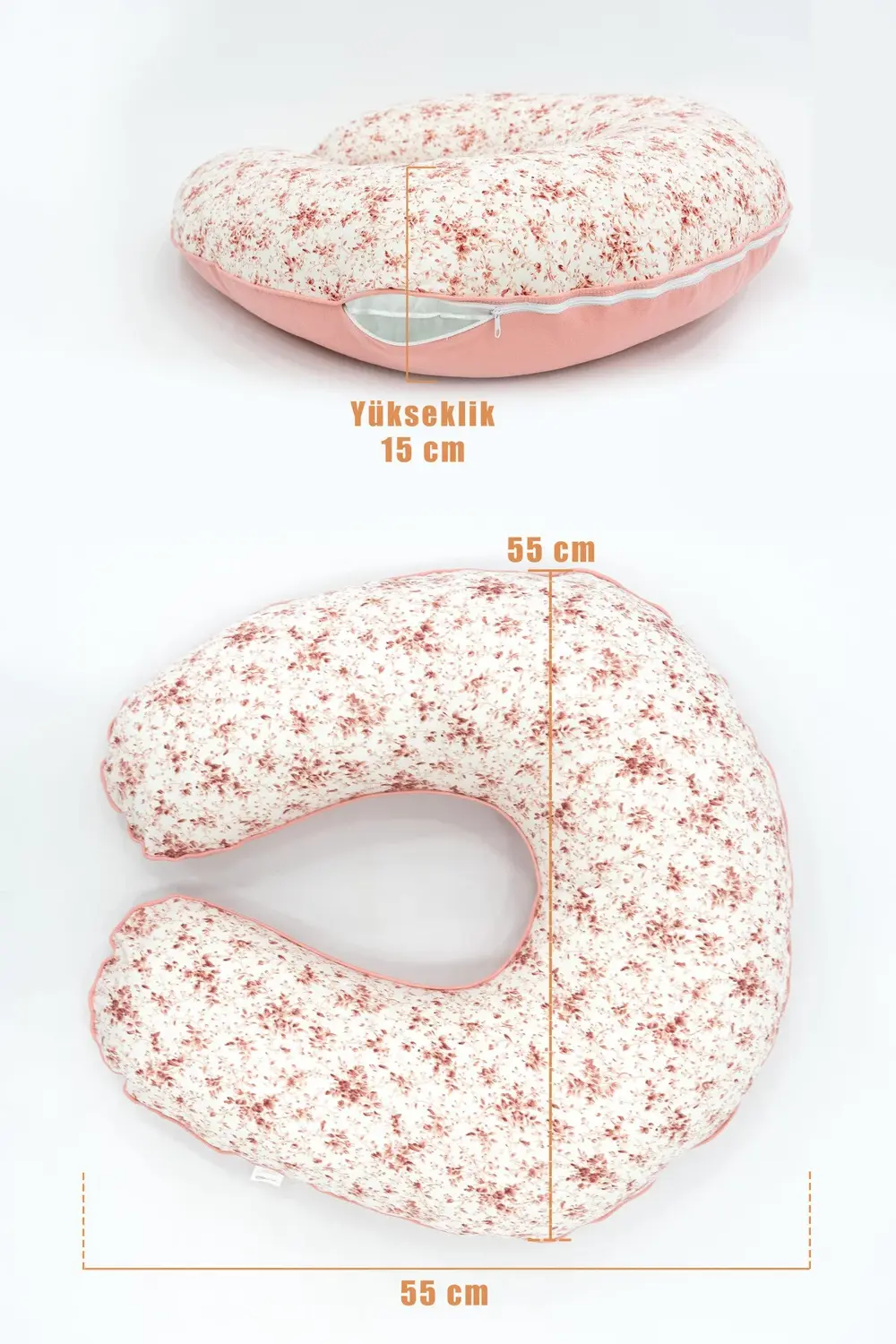 Mordesign Çift Taraflı Emzirme Yastığı /Bebek Destek Minderi, Hamile Yastığ