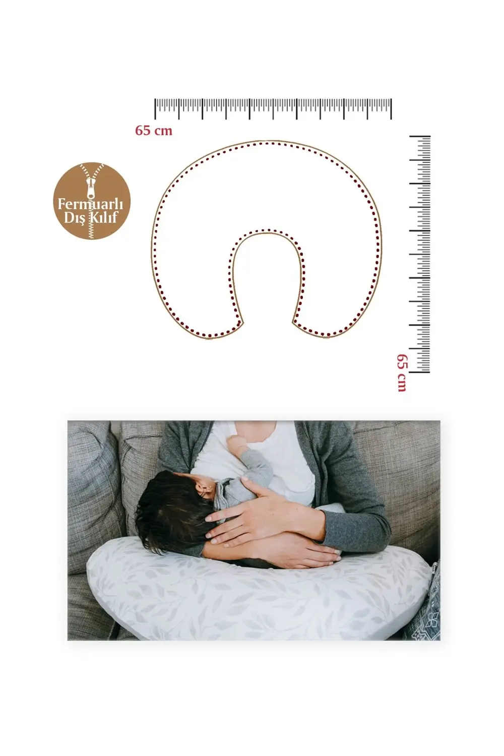 Mordesign Çift Taraflı Emzirme Yastığı / Bebek Destek Minderi Yıldız Pembe