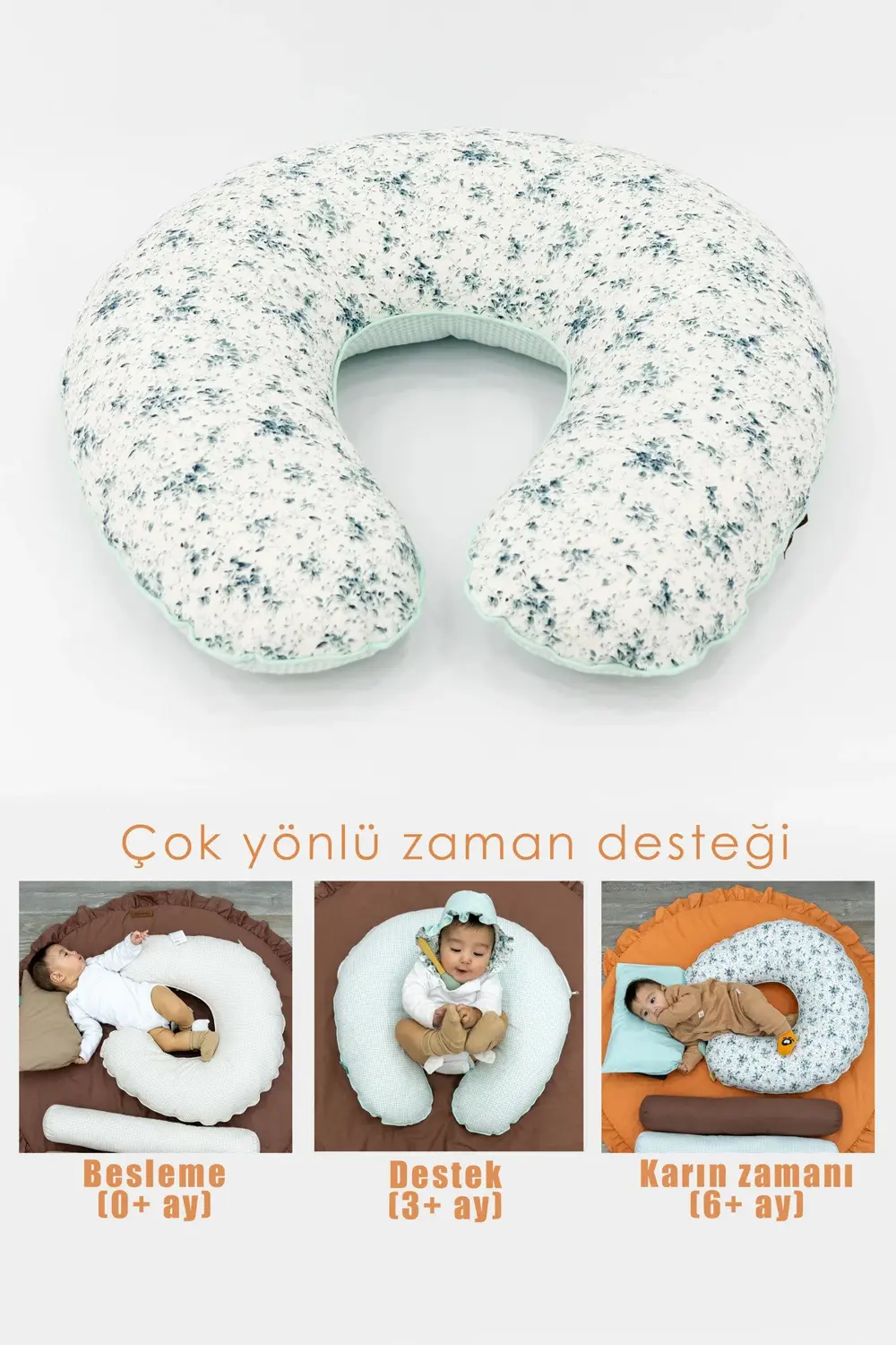 Mordesign Çift Taraflı Emzirme Yastığı /Bebek Destek Minderi  Hamile Yastığ