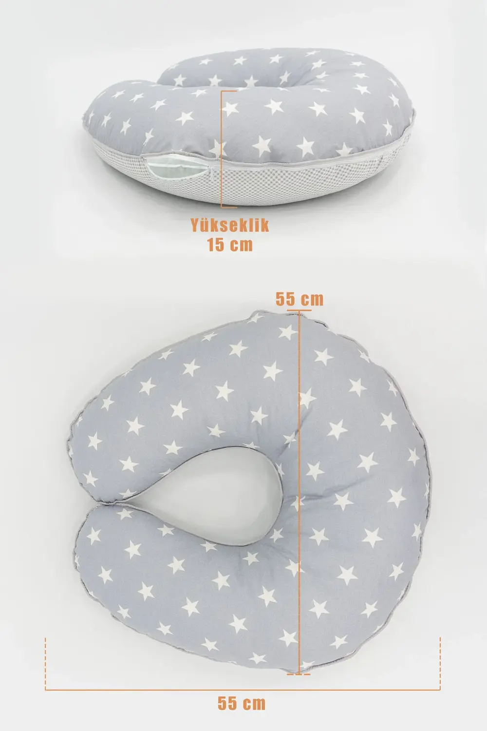 Mordesign Çift Taraflı Emzirme Yastığı /Bebek Destek Minderi, Hamile Yastığ