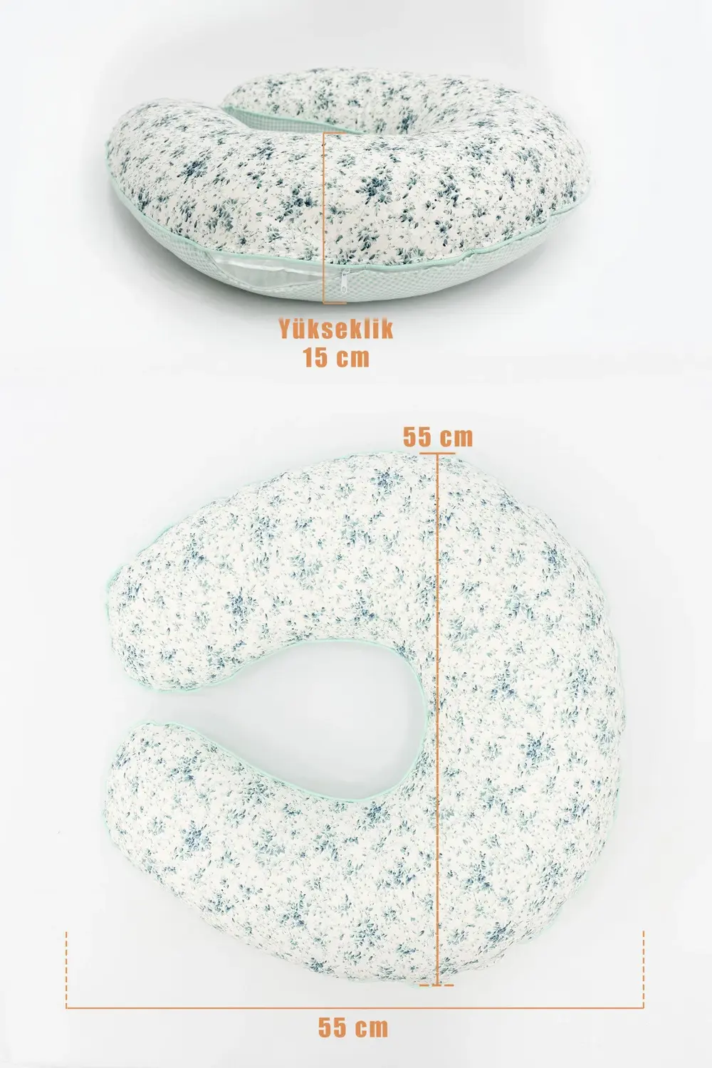 Mordesign Çift Taraflı Emzirme Yastığı /Bebek Destek Minderi  Hamile Yastığ