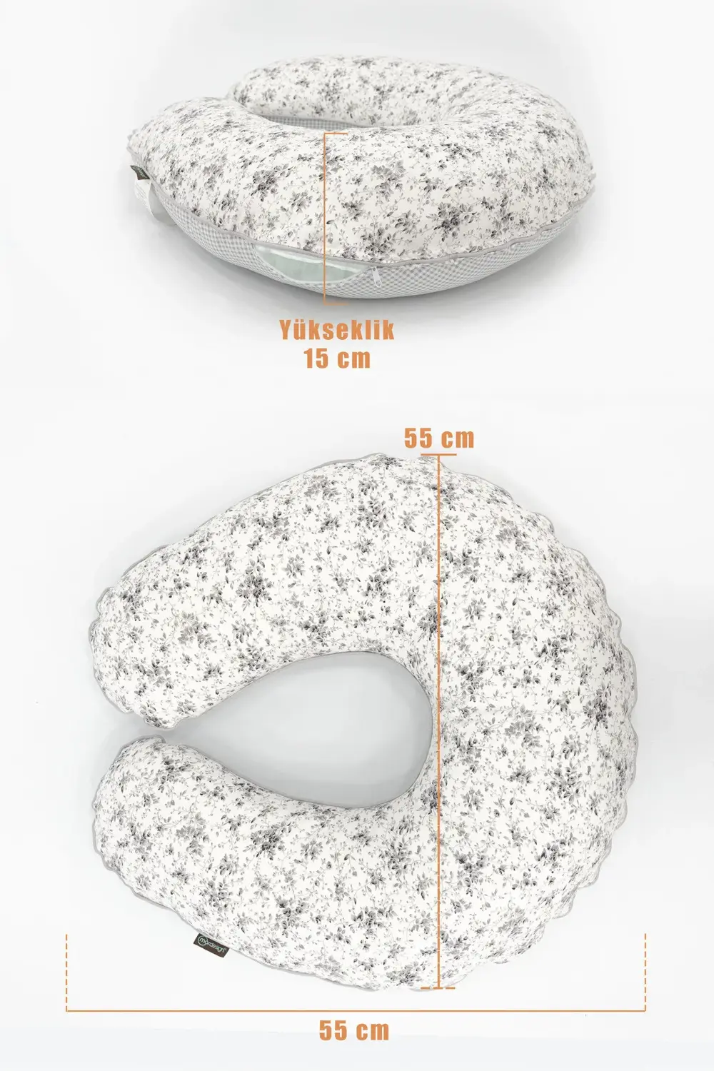 Mordesign Çift Taraflı Emzirme Yastığı /Bebek Destek Minderi, Hamile Yastığ