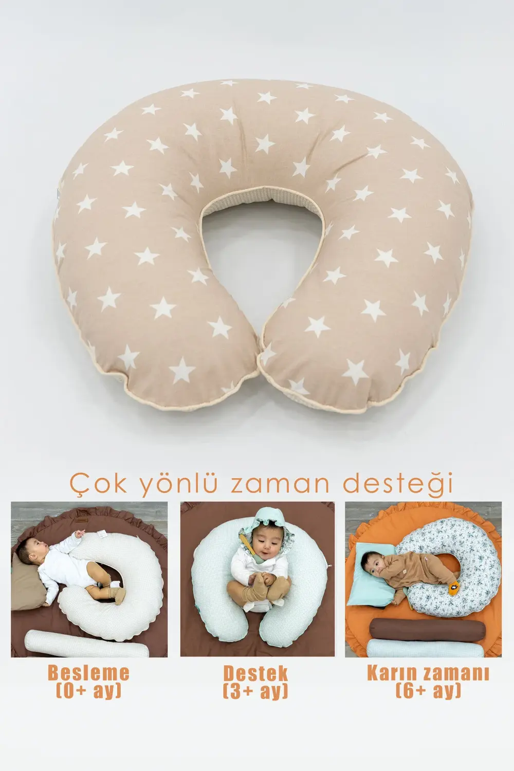 Mordesign Çift Taraflı Emzirme Yastığı /Bebek Destek Minderi, Hamile Yastığ