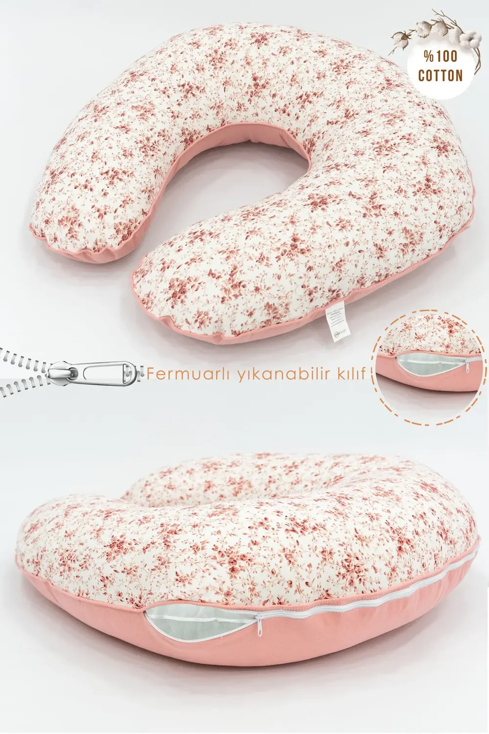 Mordesign Çift Taraflı Emzirme Yastığı /Bebek Destek Minderi, Hamile Yastığ