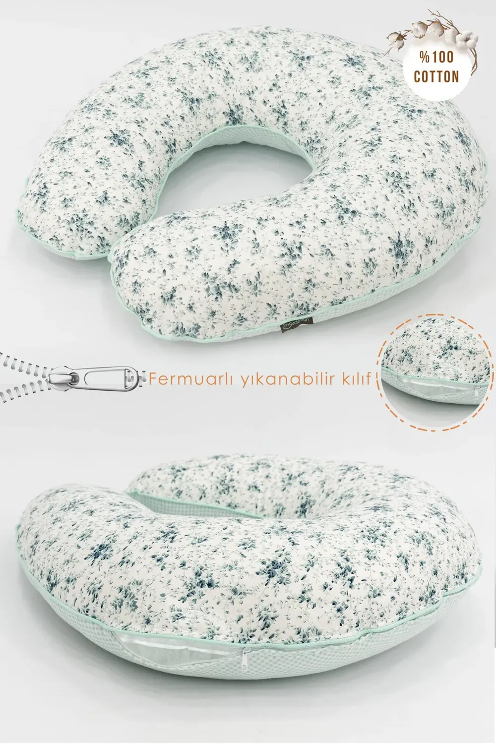 Mordesign Çift Taraflı Emzirme Yastığı /Bebek Destek Minderi  Hamile Yastığ