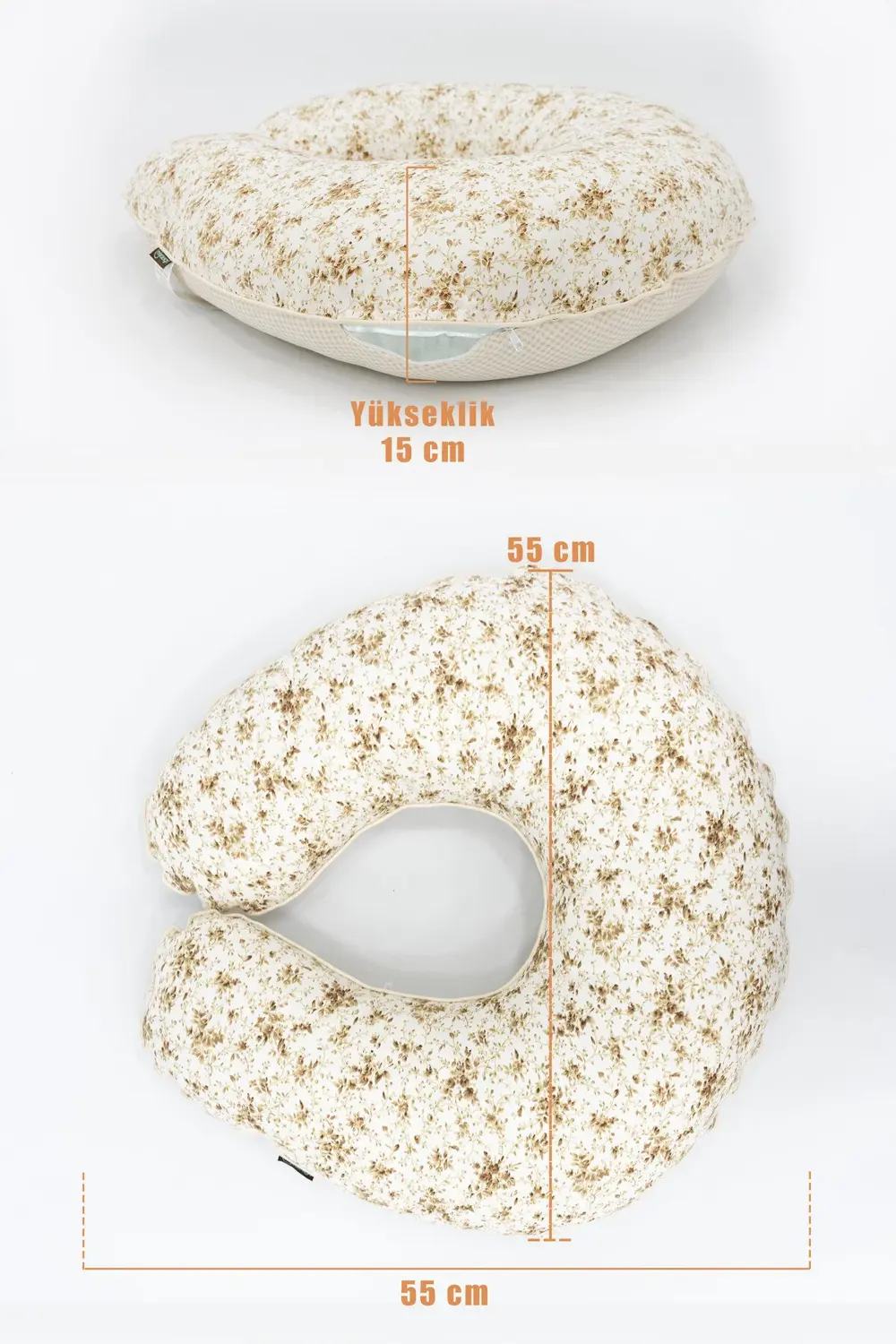 Mordesign Çift Taraflı Emzirme Yastığı /Bebek Destek Minderi, Hamile Yastığ