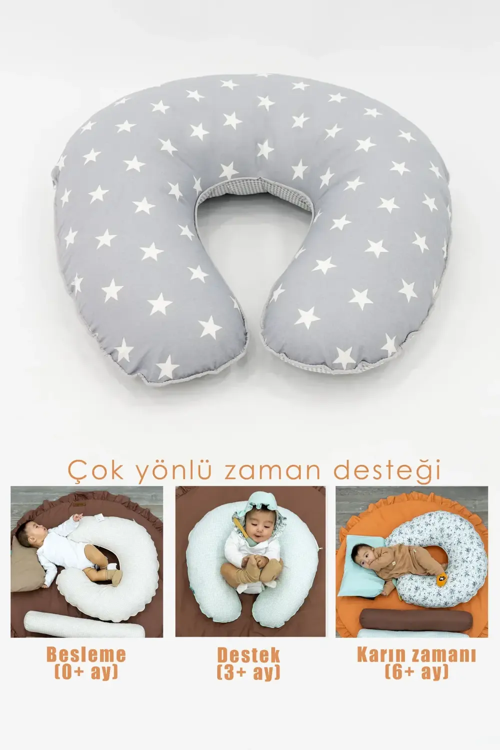 Mordesign Çift Taraflı Emzirme Yastığı /Bebek Destek Minderi, Hamile Yastığ