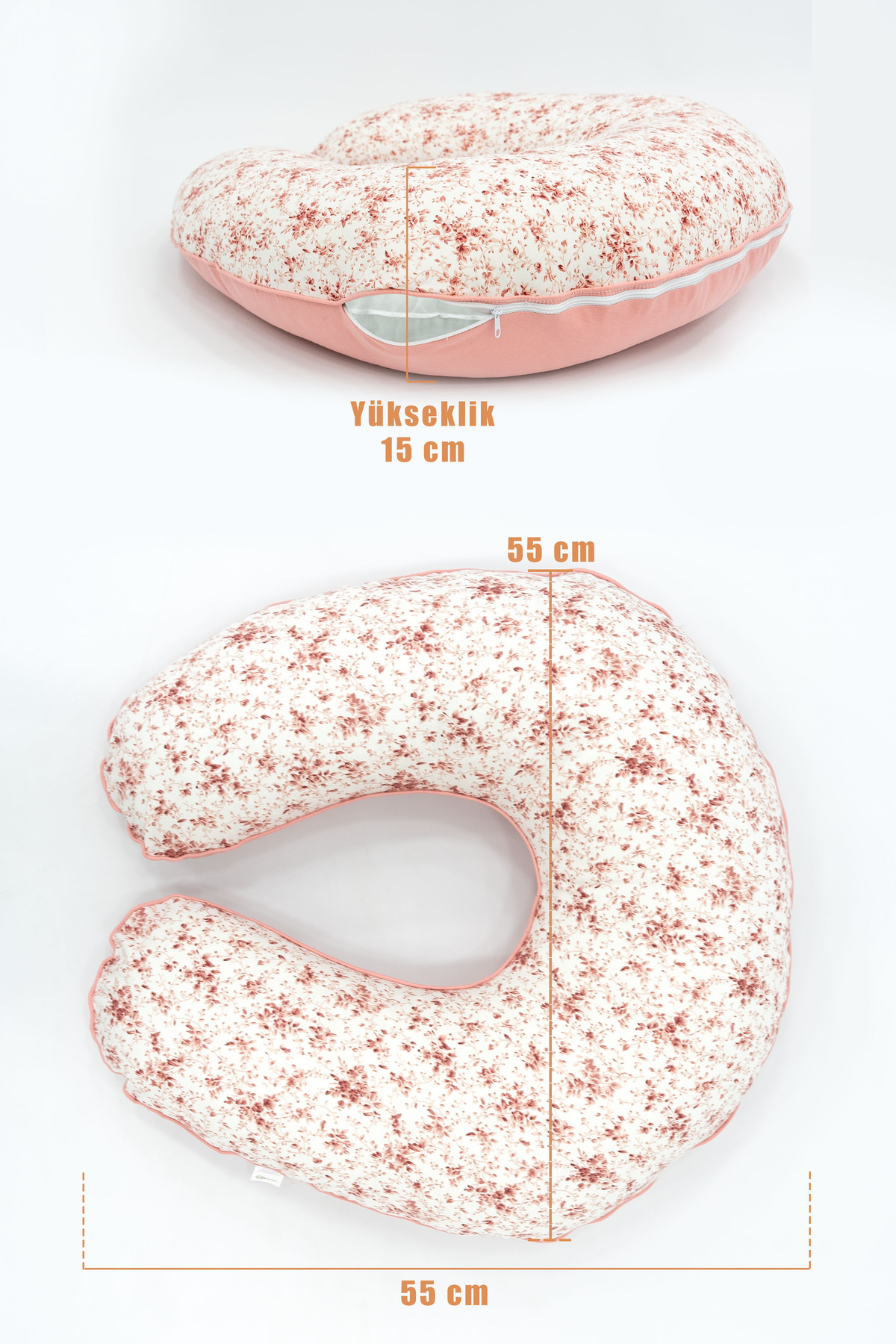 Mordesign Çift Taraflı Emzirme Yastığı /Bebek Destek Minderi, Hamile Yastığ