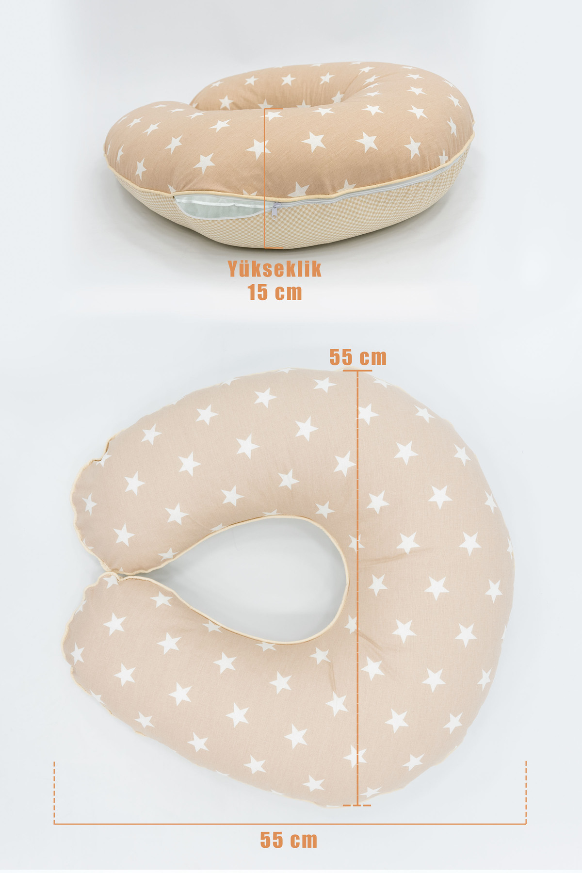 Mordesign Çift Taraflı Emzirme Yastığı /Bebek Destek Minderi, Hamile Yastığ