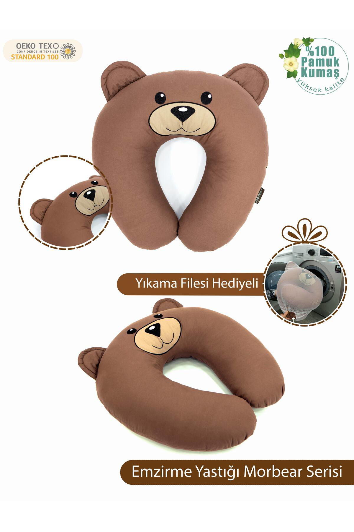 Mordesign Çift Taraflı Emzirme Yastığı Bebek Destek Minderi Hamile Yastığı