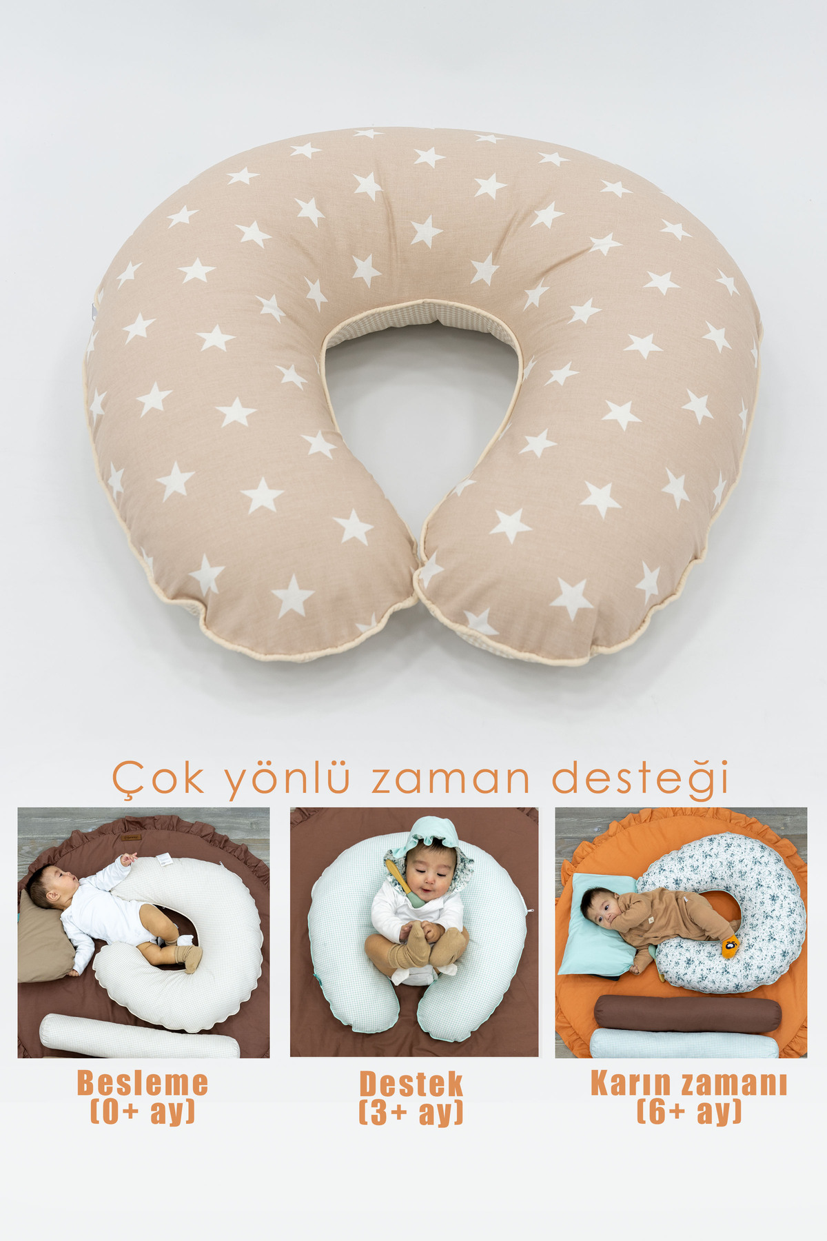 Mordesign Çift Taraflı Emzirme Yastığı /Bebek Destek Minderi, Hamile Yastığ