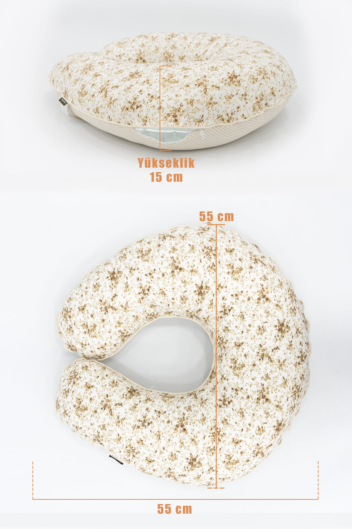 Mordesign Çift Taraflı Emzirme Yastığı /Bebek Destek Minderi, Hamile Yastığ