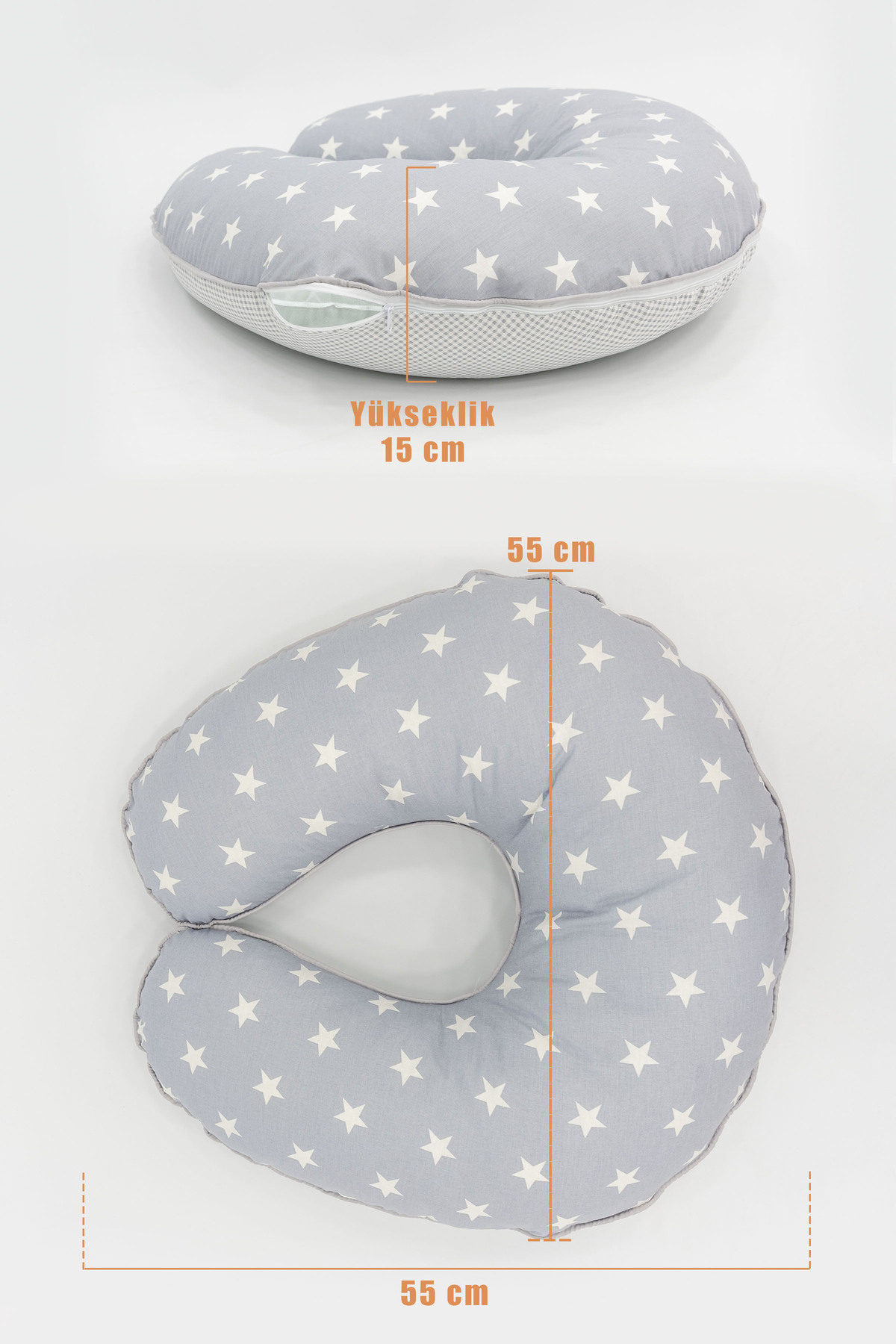 Mordesign Çift Taraflı Emzirme Yastığı /Bebek Destek Minderi, Hamile Yastığ