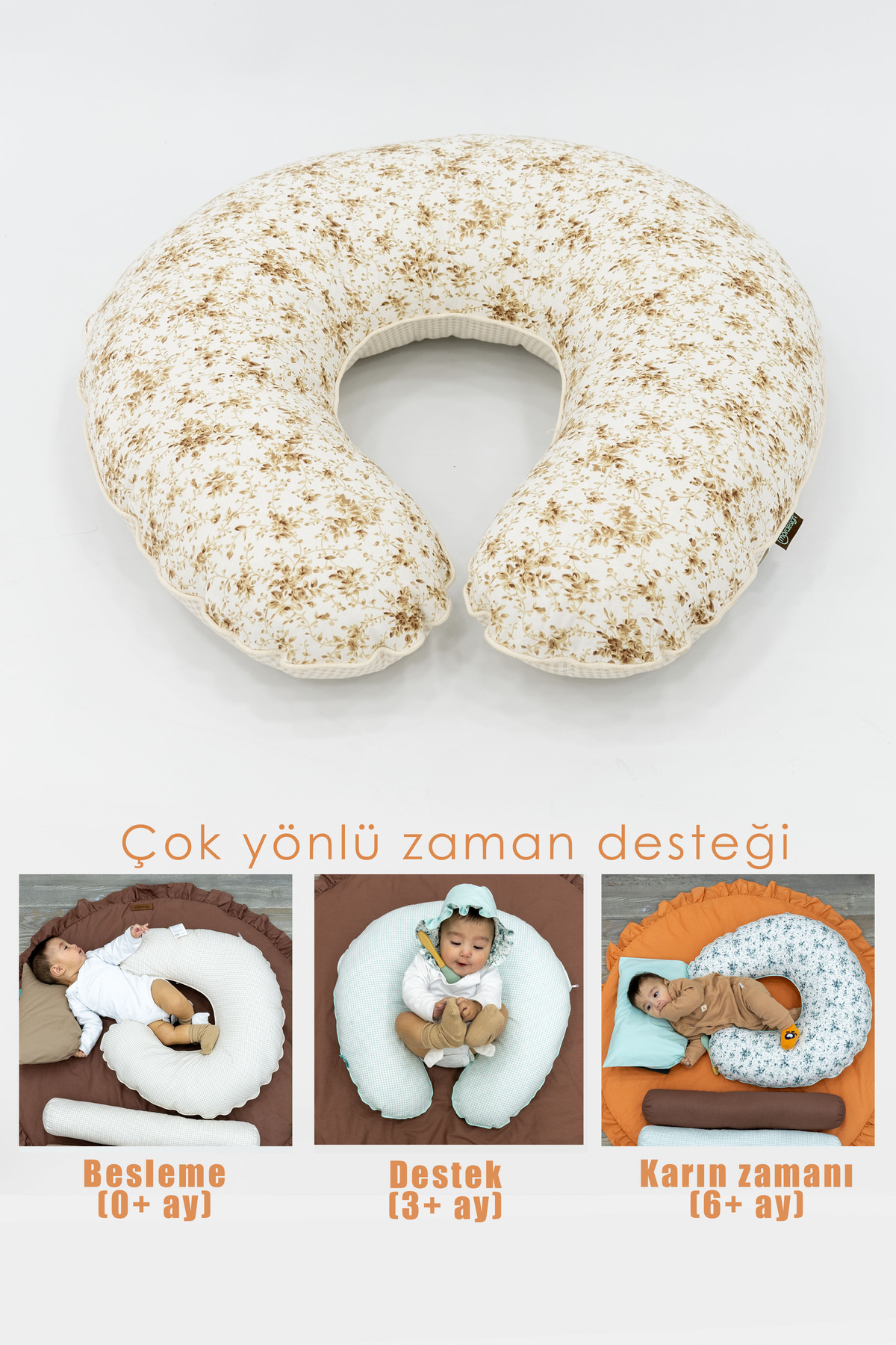 Mordesign Çift Taraflı Emzirme Yastığı /Bebek Destek Minderi, Hamile Yastığ