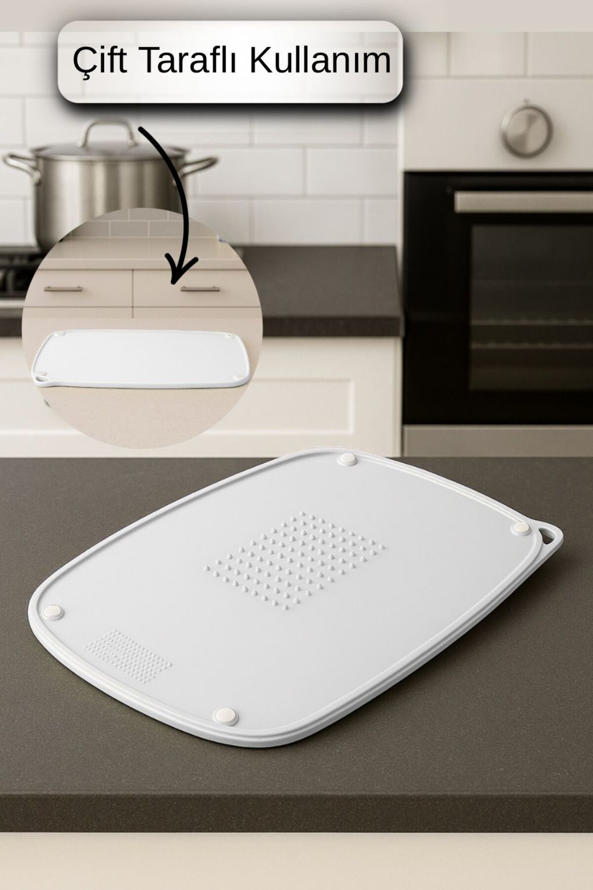 Çift Taraflı Gıda Hazırlık ve Kesim Tahtası – Kaydırmaz, Rende Bö