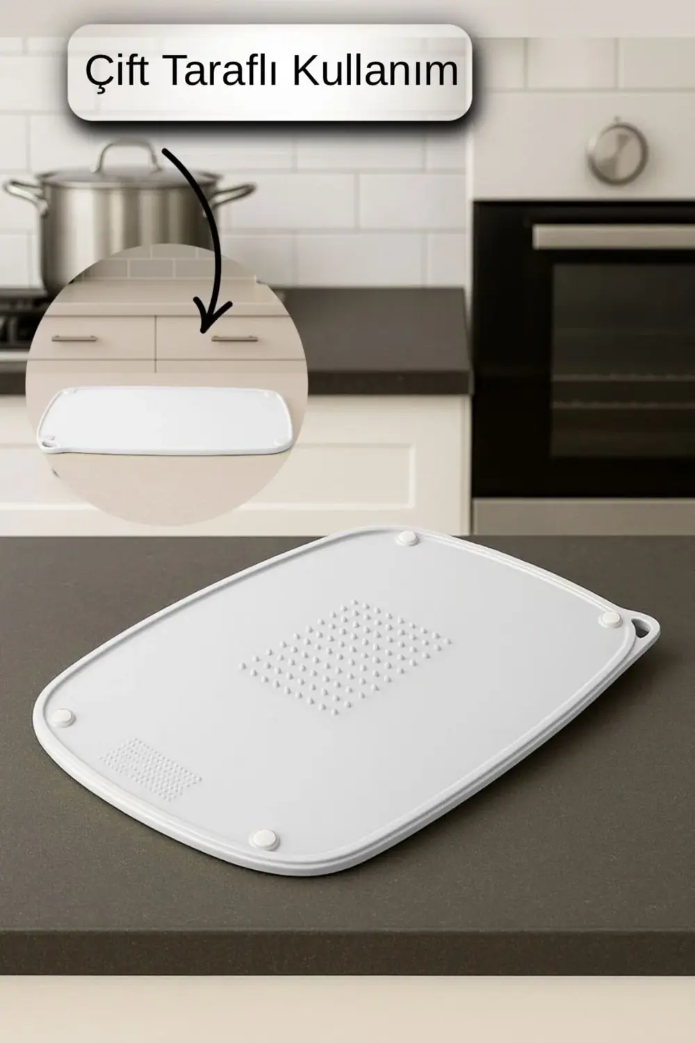 Çift Taraflı Gıda Hazırlık ve Kesim Tahtası – Kaydırmaz, Rende Bö