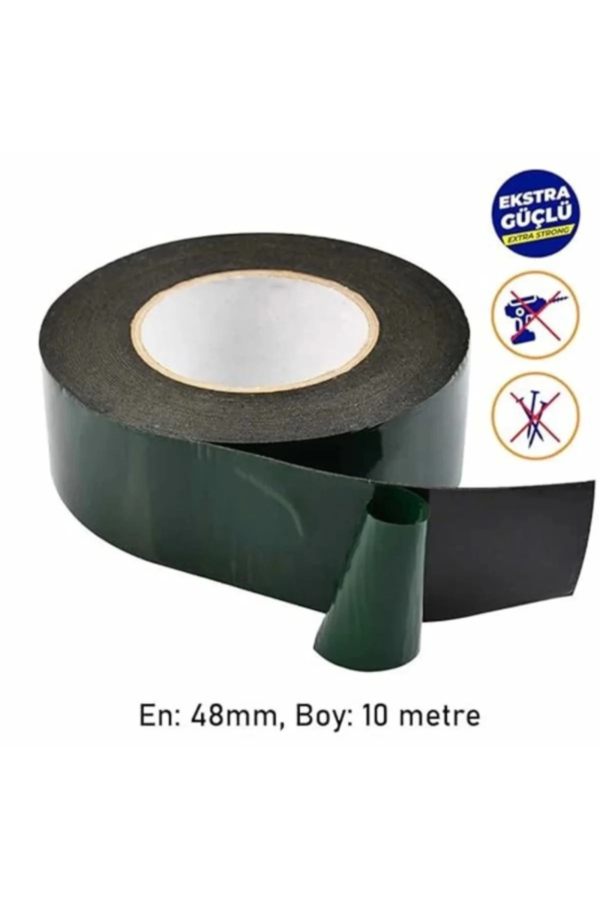 Çift Taraflı Köpük Bant Eva Montaj Bandı Siyah 48 mm x 10 Metre
