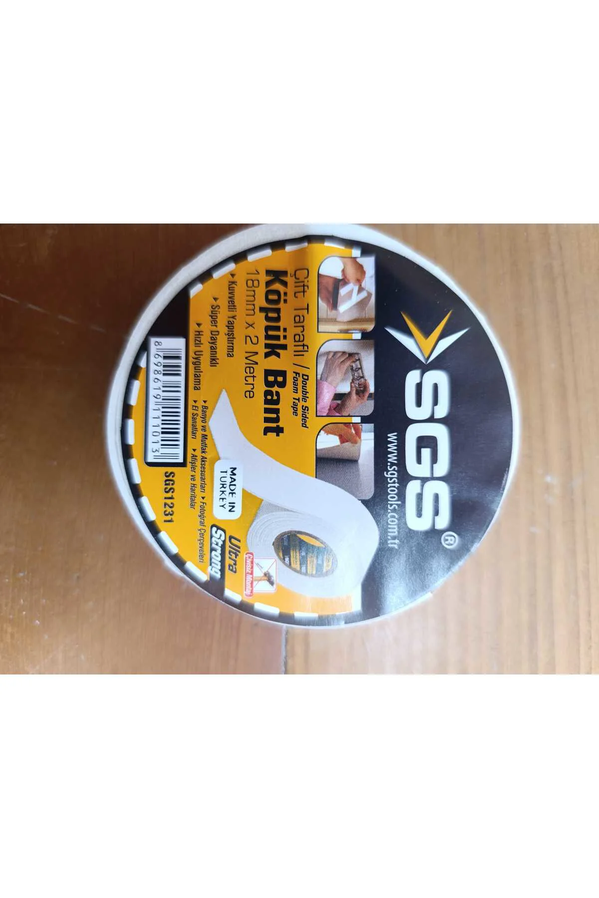 ÇİFT TARAFLI KÖPÜK BANT - 1,8 cm x 2 Metre