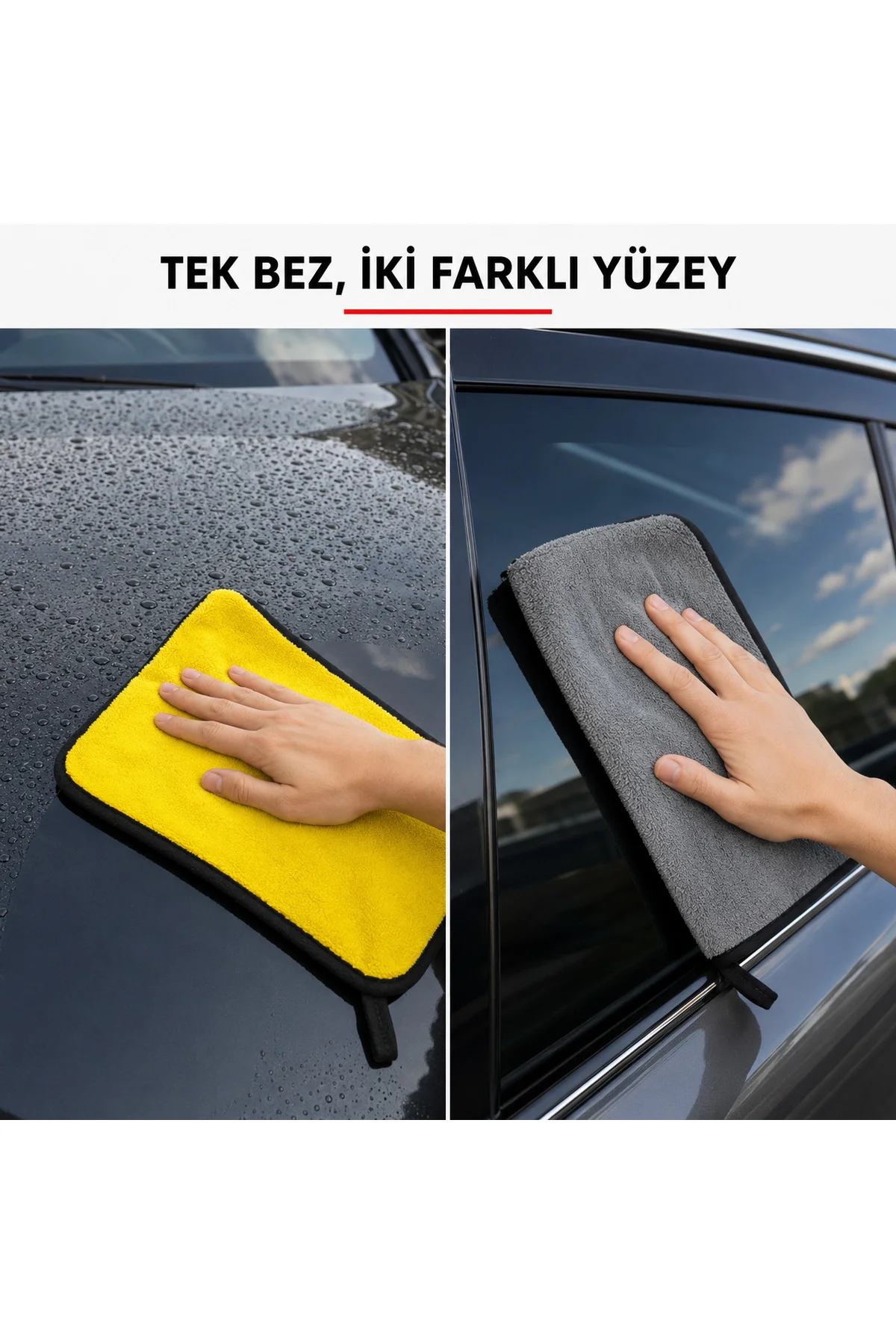 Çift Taraflı Mikrofiber Oto Kurulama ve Parlatma Bezi 30 × 60 cm – Sarı Gri Yumuşak Araç Temizlik Bezi Çift Taraflı Mikrofiber Oto Kurulama ve Parlatma Bezi 30 × 60 cm – Sarı Gri Yumuşak Araç Temizlik Bezi