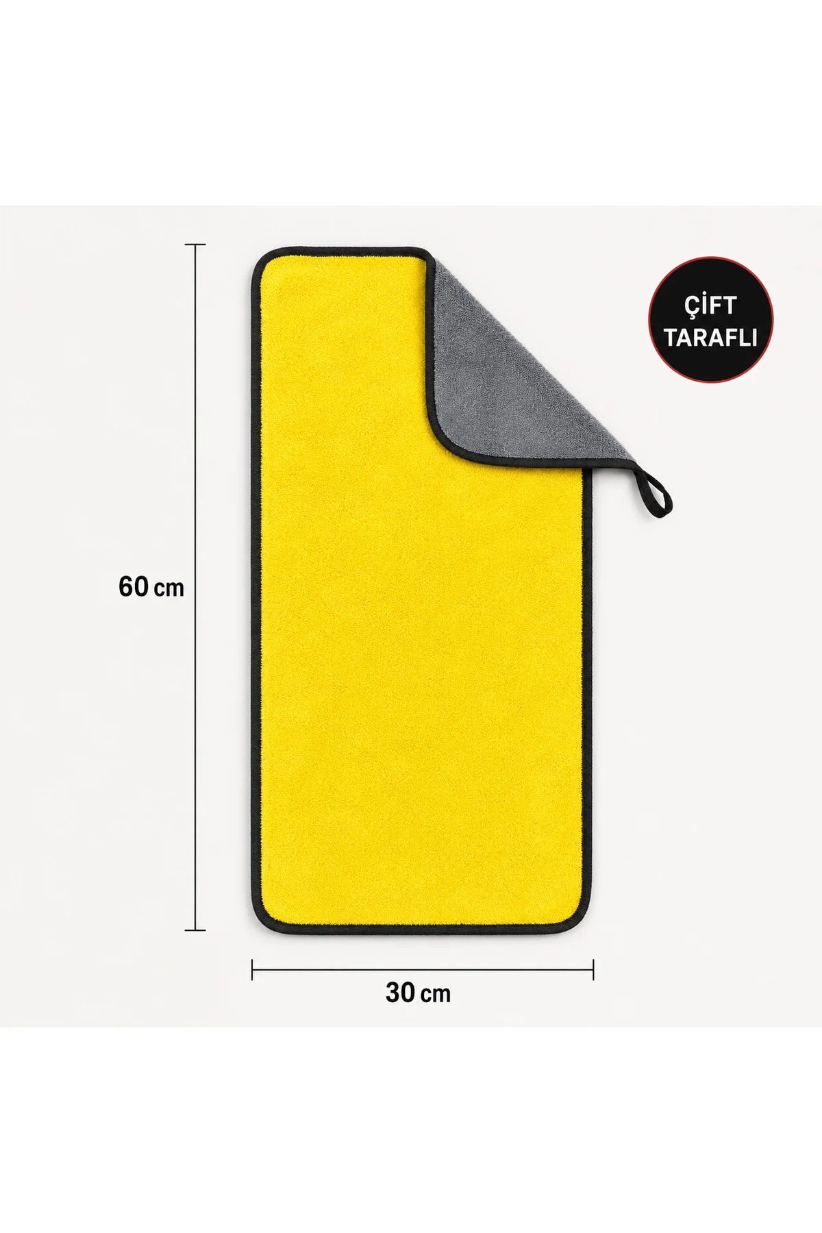 Çift Taraflı Mikrofiber Oto Kurulama ve Parlatma Bezi 30 × 60 cm – Sarı Gri Yumuşak Araç Temizlik Bezi Çift Taraflı Mikrofiber Oto Kurulama ve Parlatma Bezi 30 × 60 cm – Sarı Gri Yumuşak Araç Temizlik Bezi