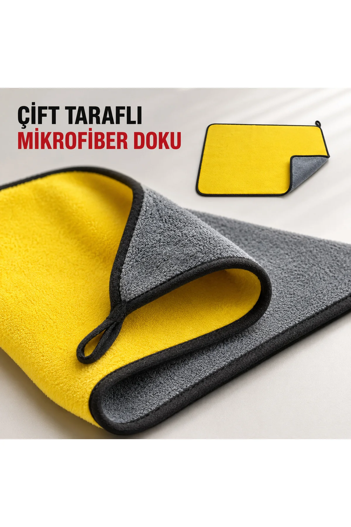Çift Taraflı Mikrofiber Oto Kurulama ve Parlatma Bezi 30 × 60 cm – Sarı Gri Yumuşak Araç Temizlik Bezi Çift Taraflı Mikrofiber Oto Kurulama ve Parlatma Bezi 30 × 60 cm – Sarı Gri Yumuşak Araç Temizlik Bezi