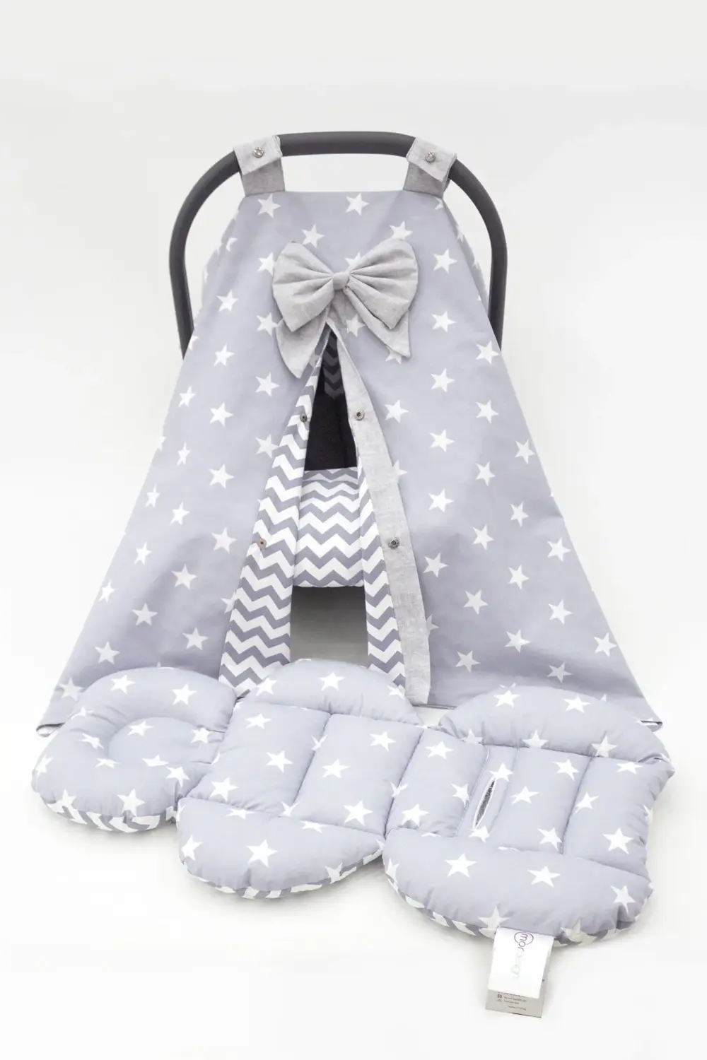 Mordesign Çift Taraflı Ortopedik Puset Minderi, Örtü Ve Çarşaf 3' Lü Set, A