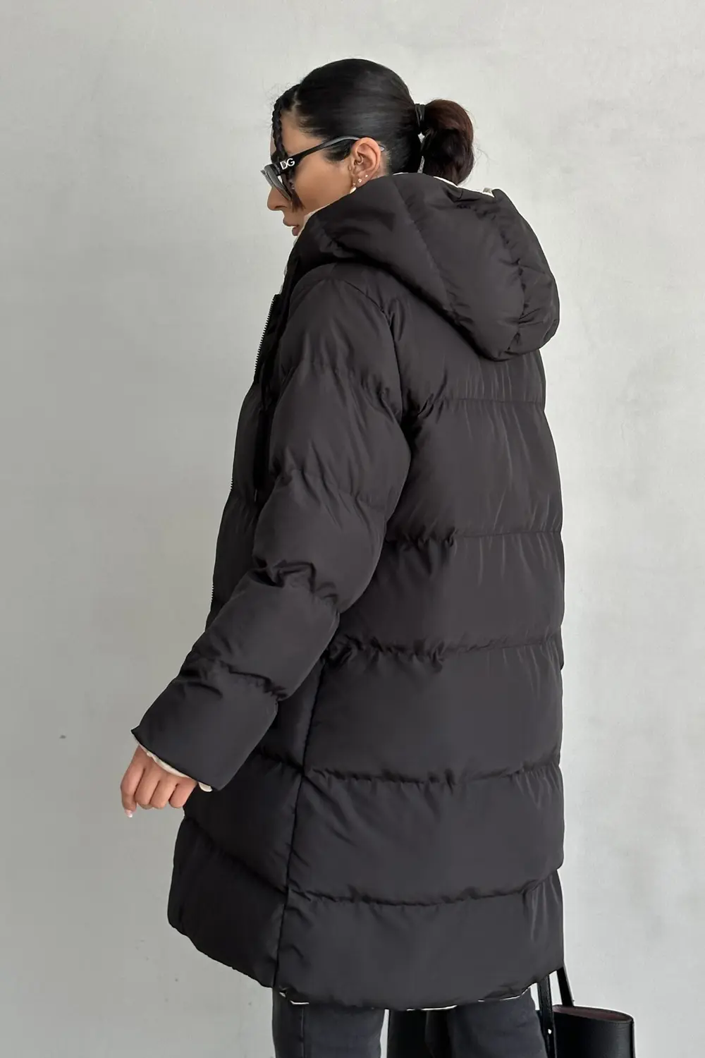 Çift Taraflı Oversize Kadın Şişme Mont – Kapüşonlu Regular Fit, S