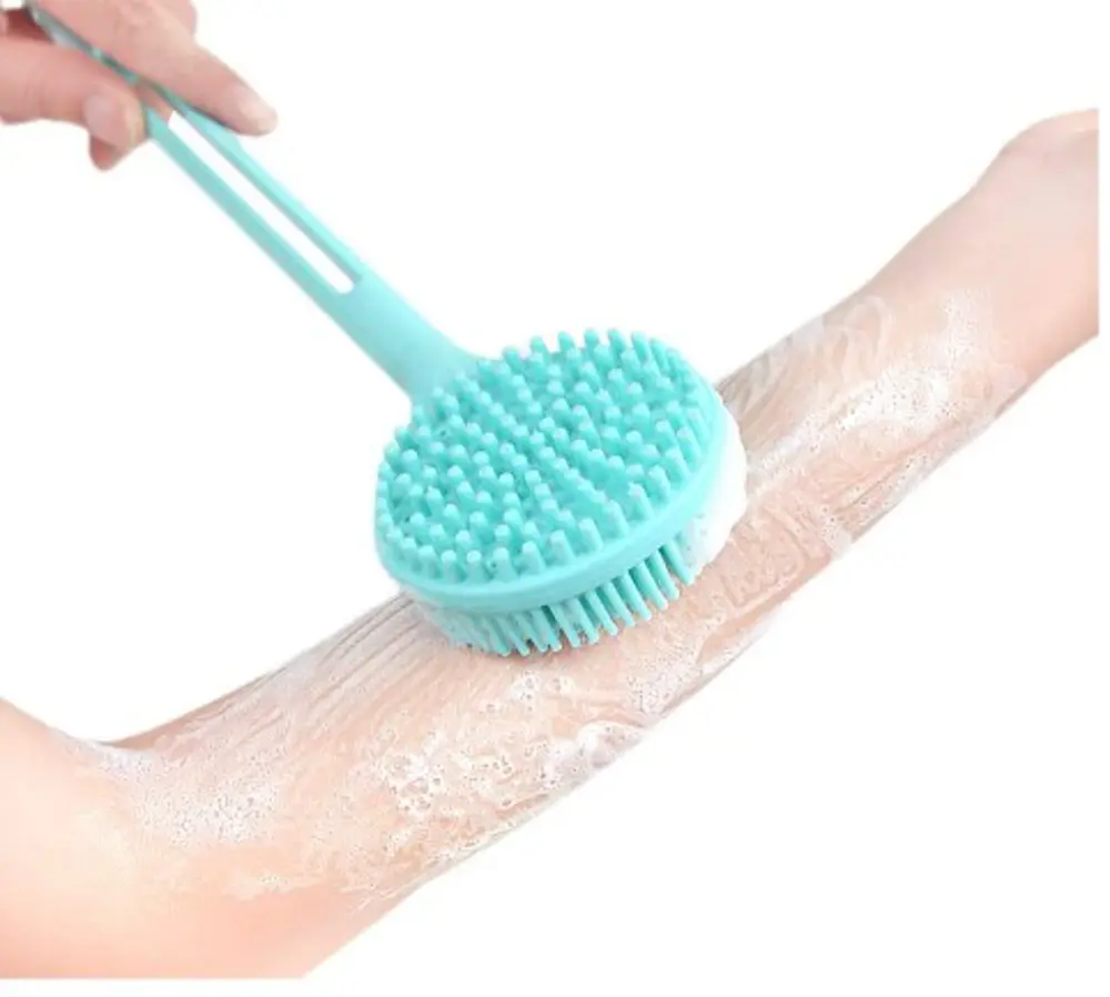 Çift Taraflı Silikon Uzun Saplı  Banyo Fırçası CM-331