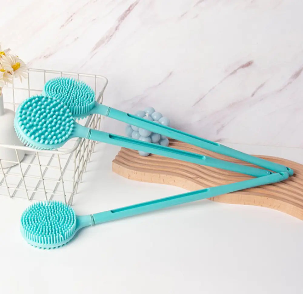 Çift Taraflı Silikon Uzun Saplı Banyo Fırçası CM-331 Çift Taraflı Silikon Uzun Saplı Banyo Fırçası CM-331