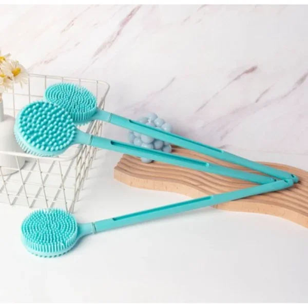 Çift Taraflı Silikon Banyo Fırçası Uzun Saplı Temizlik Aracı
