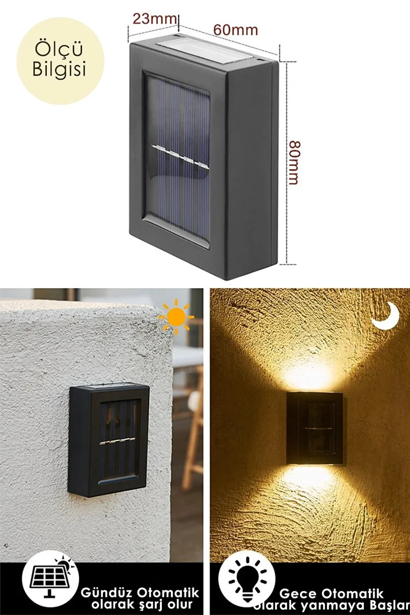 Çift Taraflı Solar Aplik Lamba