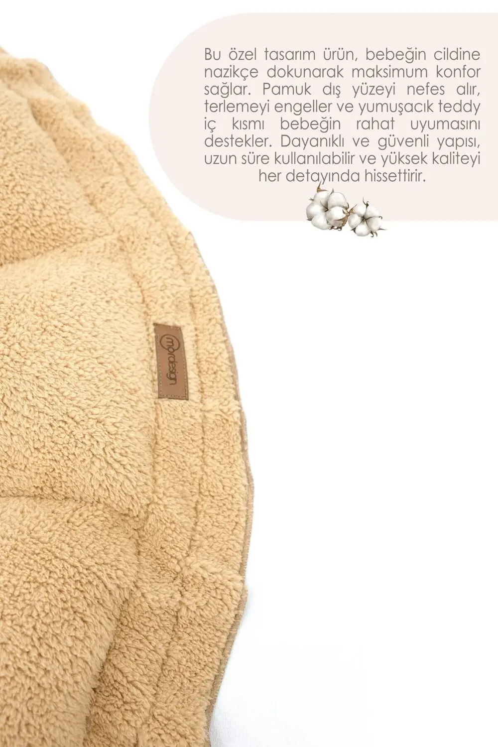 Çift Taraflı Teddy Kumaş Bebek Yatağı ve Oyun Halısı, Babynest, O