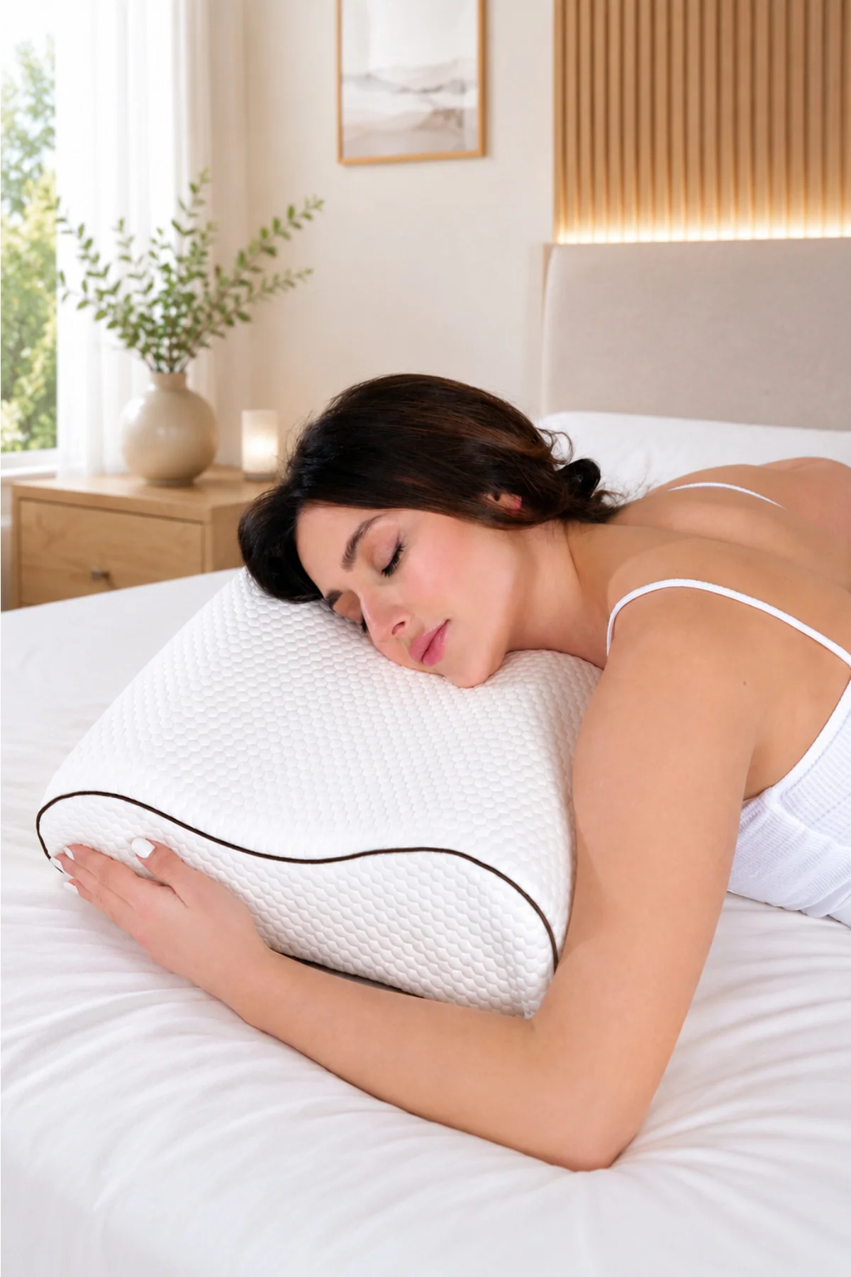 Çift Taraflı Yüksek Boyun Destekli Yastık Visco Yastık - 60x40x14-12cm 1450 Gram