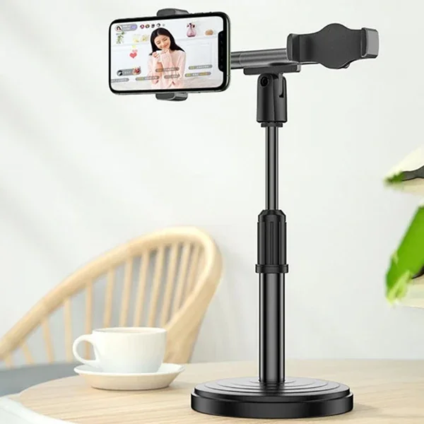 Çift Telefon Tutucu Stand - Canlı Yayın & TikTok Çekimi için Ayarlanabilir Masa Üstü Tripod