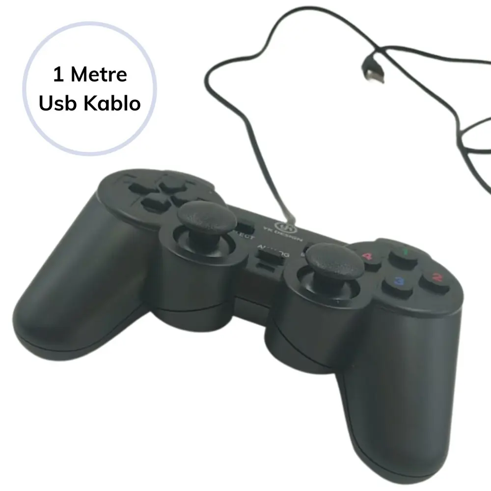Çift Titreşimli USB Kablolu Oyun Kolu PC Uyumlu Vibration Gamepad