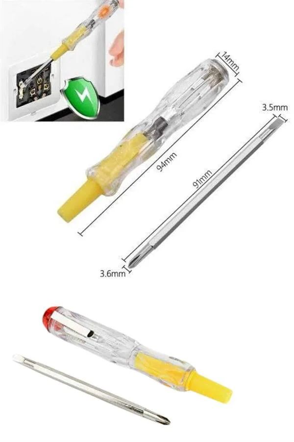 Çift Uçlu Kontrol Kalemi Elektrik Test Kalemi Şeffaf - Güvenli Elektrik Kontrolü