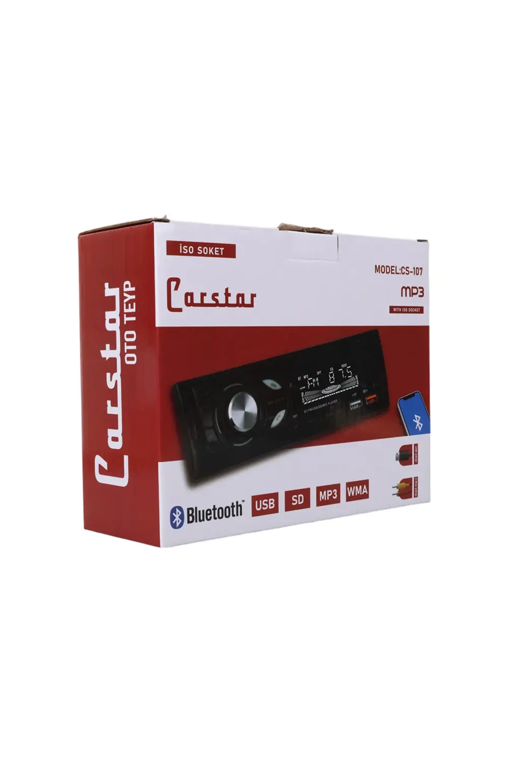ÇİFT USB/SD/FM/AUX/BLUETOOTH KUMANDALI OTO TEYP 4X60 WATT CS-107