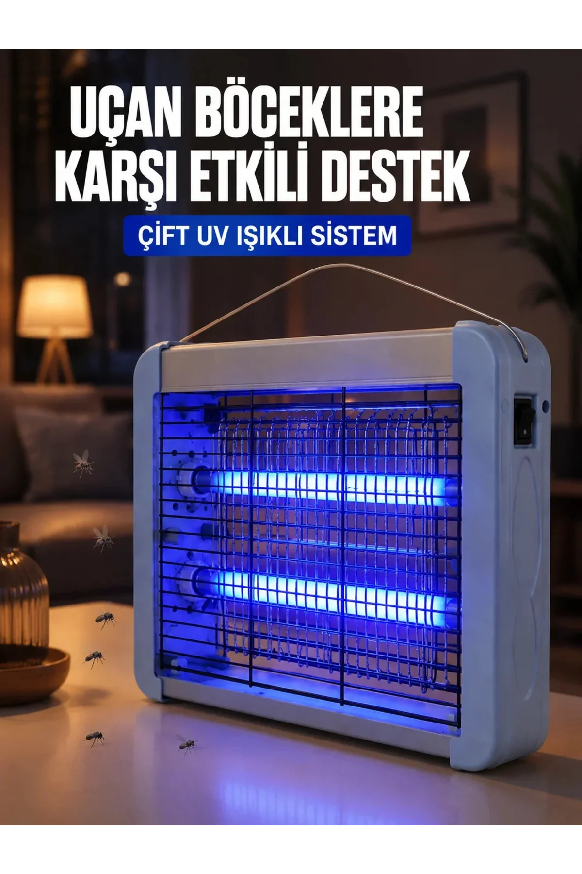Çift UV Işıklı Elektrikli Sinek Öldürücü 12W Asılabilir Uçan Böcek Lambası