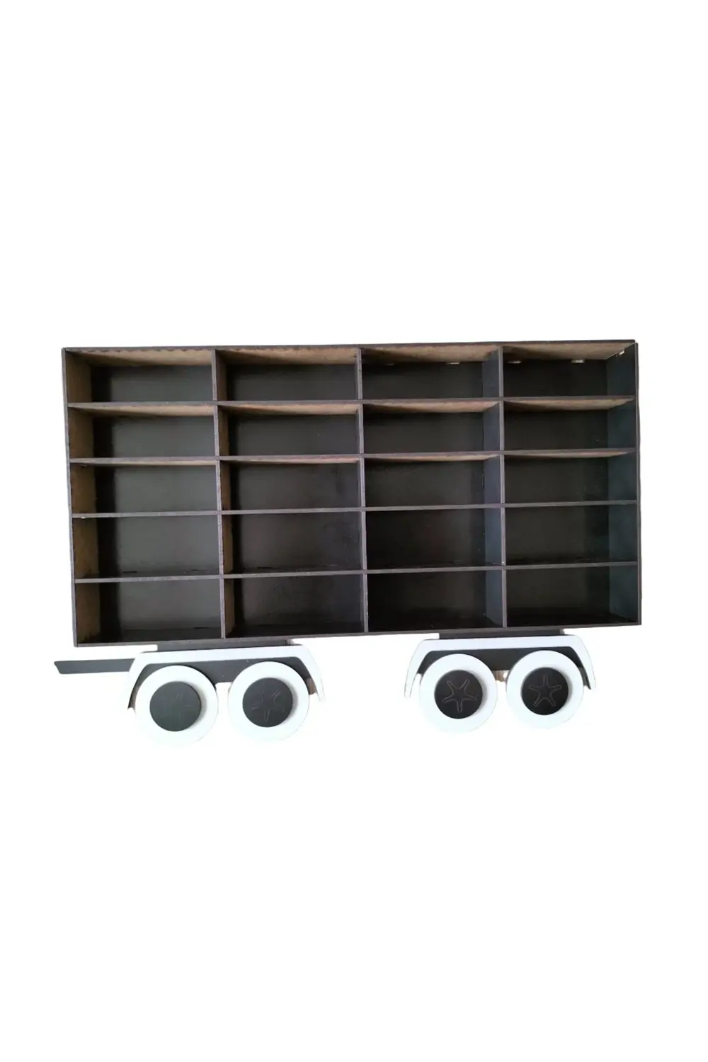 Çift Vagonlu Çocuk Odası Oyuncak Araba Rafı 44 Araç Kapasiteli Ka