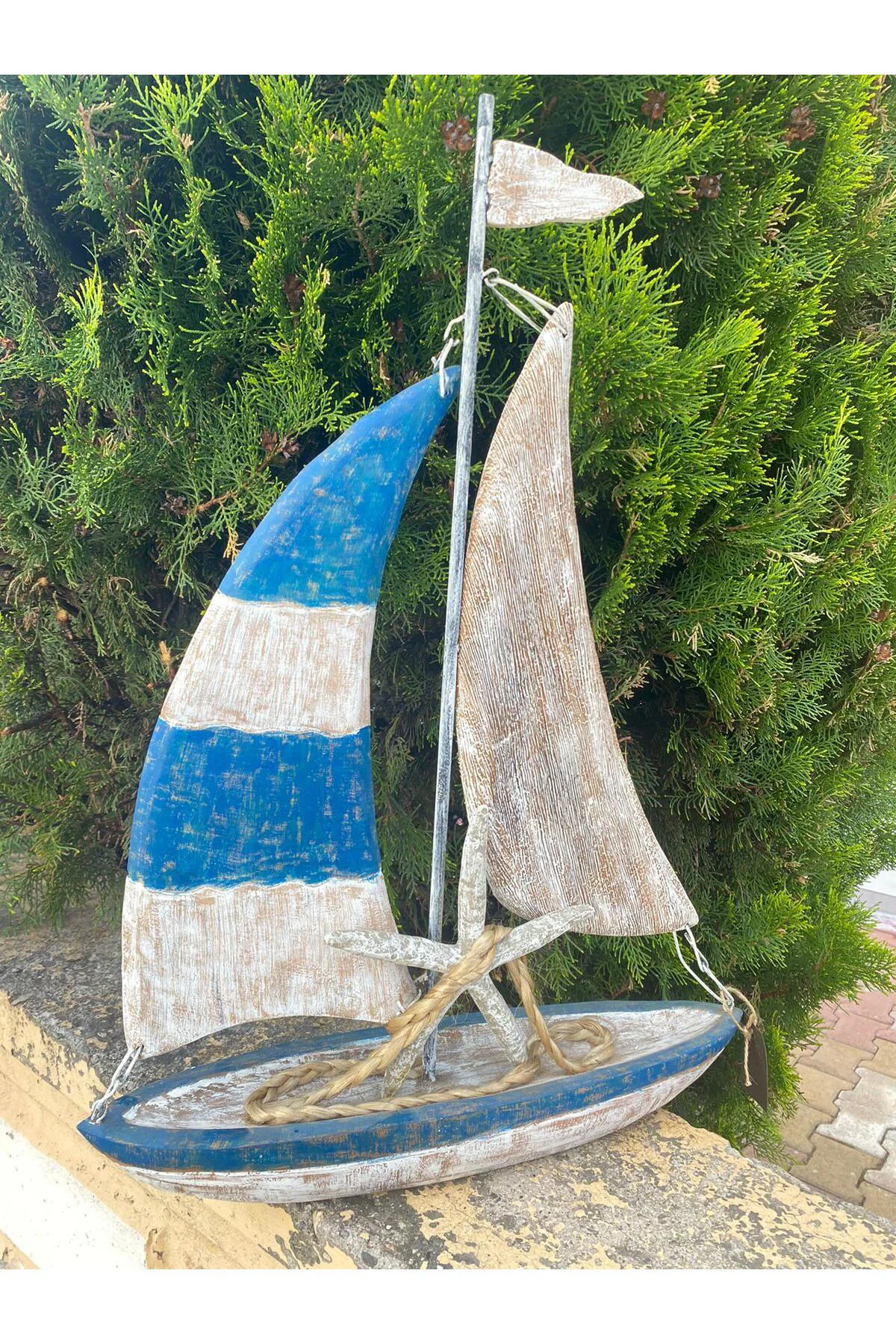 Çift Yelkenli Dekoratif Ahşap Gemi