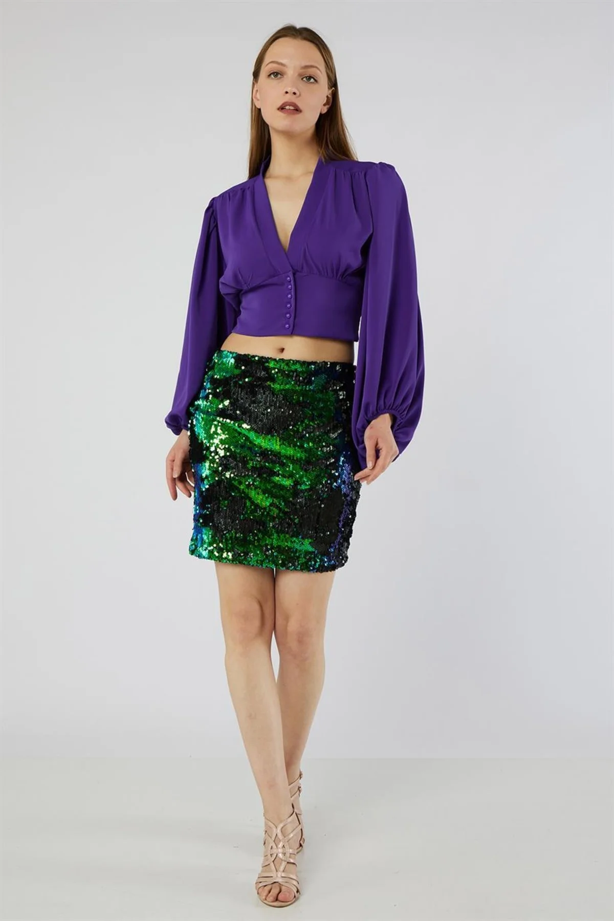 Çift Yönlü Pul Payetli Likralı Şık Cool Ve Seksi Esnek Astarlı Mi