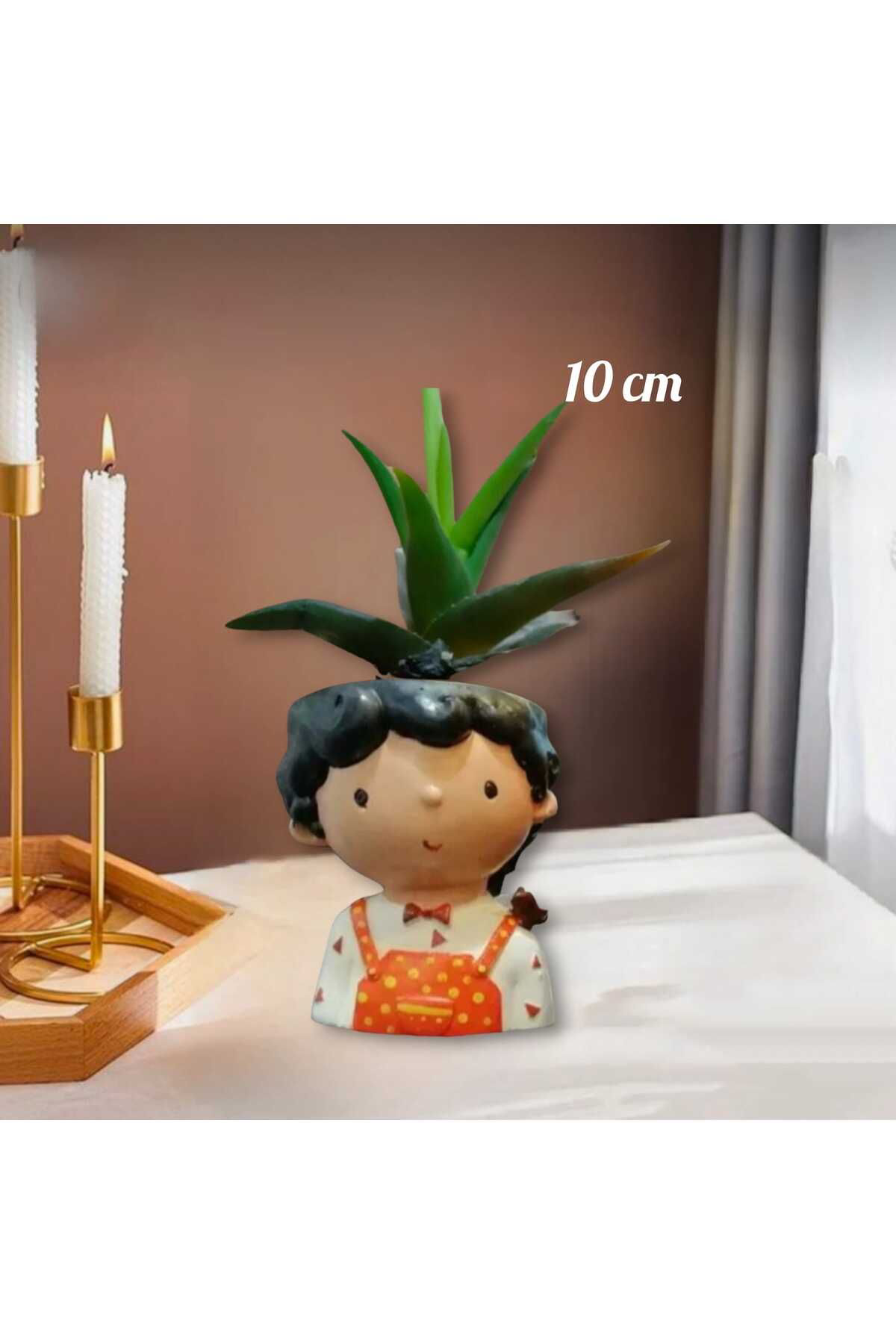 Dodemert Home Çiftçi Erkek Bebek Beton Saksı & Mumluk ( Dekoratif)