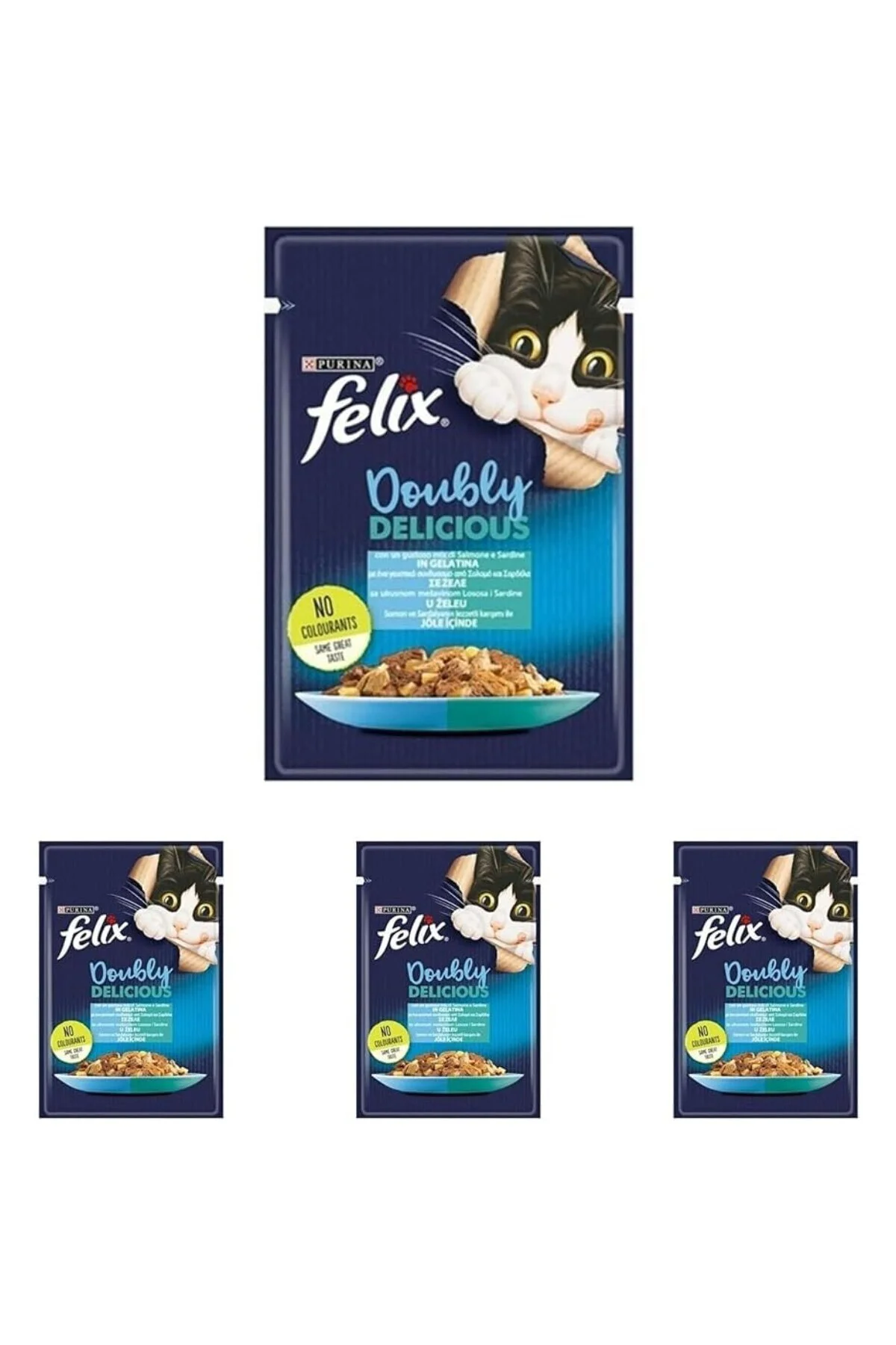 Çifte Lezzet Somon & Sardalya Kedi Yaş Mama 85 gr 4lü paket