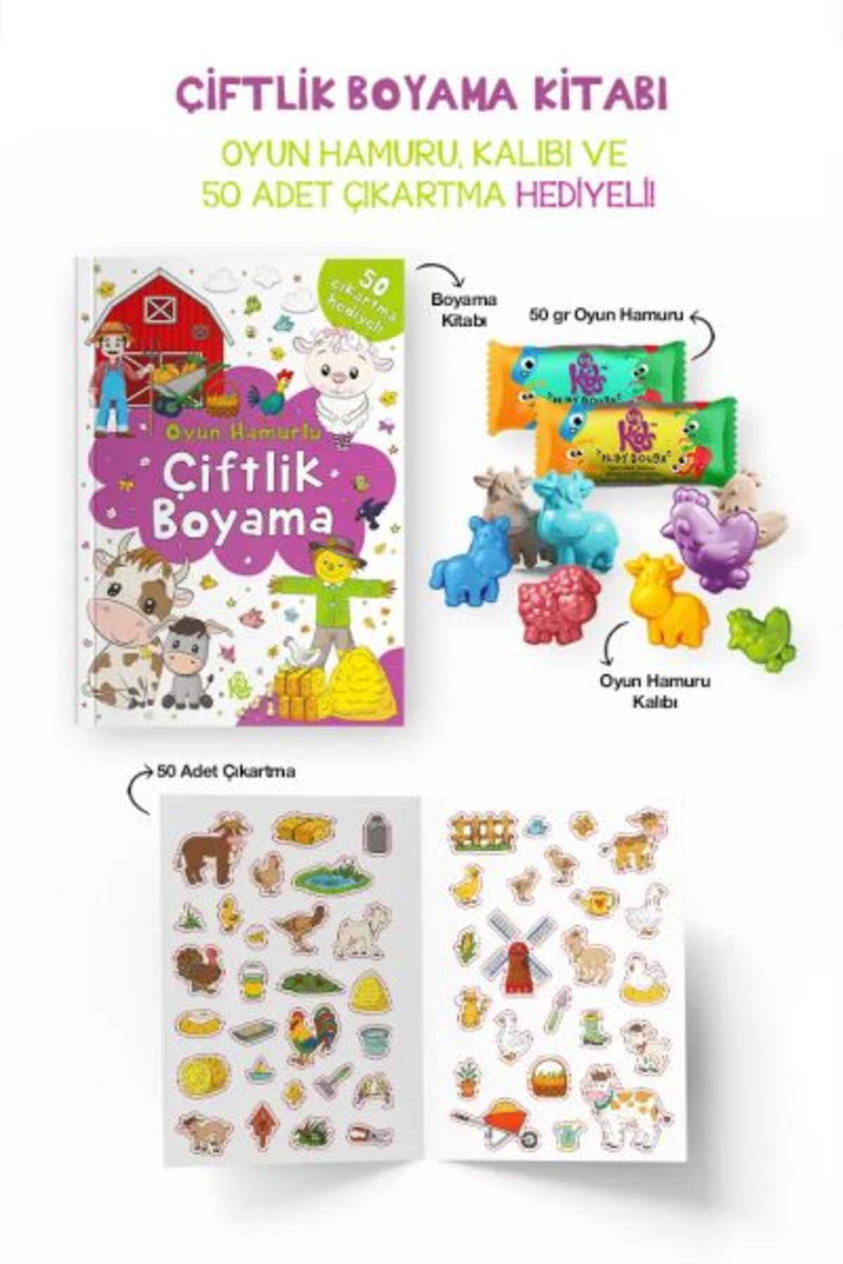 Çiftlik Boyama Kitabı Oyun Hamurlu 3 Yaş