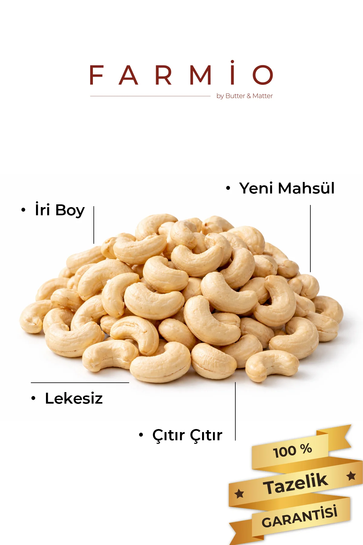 Çiğ Kaju 1kg - Taptaze Yeni Mahsül - Yağsız & Tuzsuz Naturel Hafi