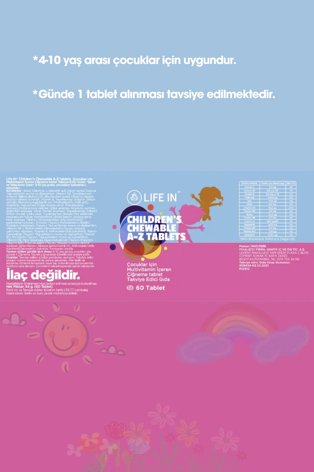 Çiğnenebilir Çocuk Çilekli Multivitamin Tablet A-Z 60 Adet, çocuk vitamin, çilekli vitamin Çiğnenebilir Çocuk Çilekli Multivitamin Tablet A-Z 60 Adet, çocuk vitamin, çilekli vitamin