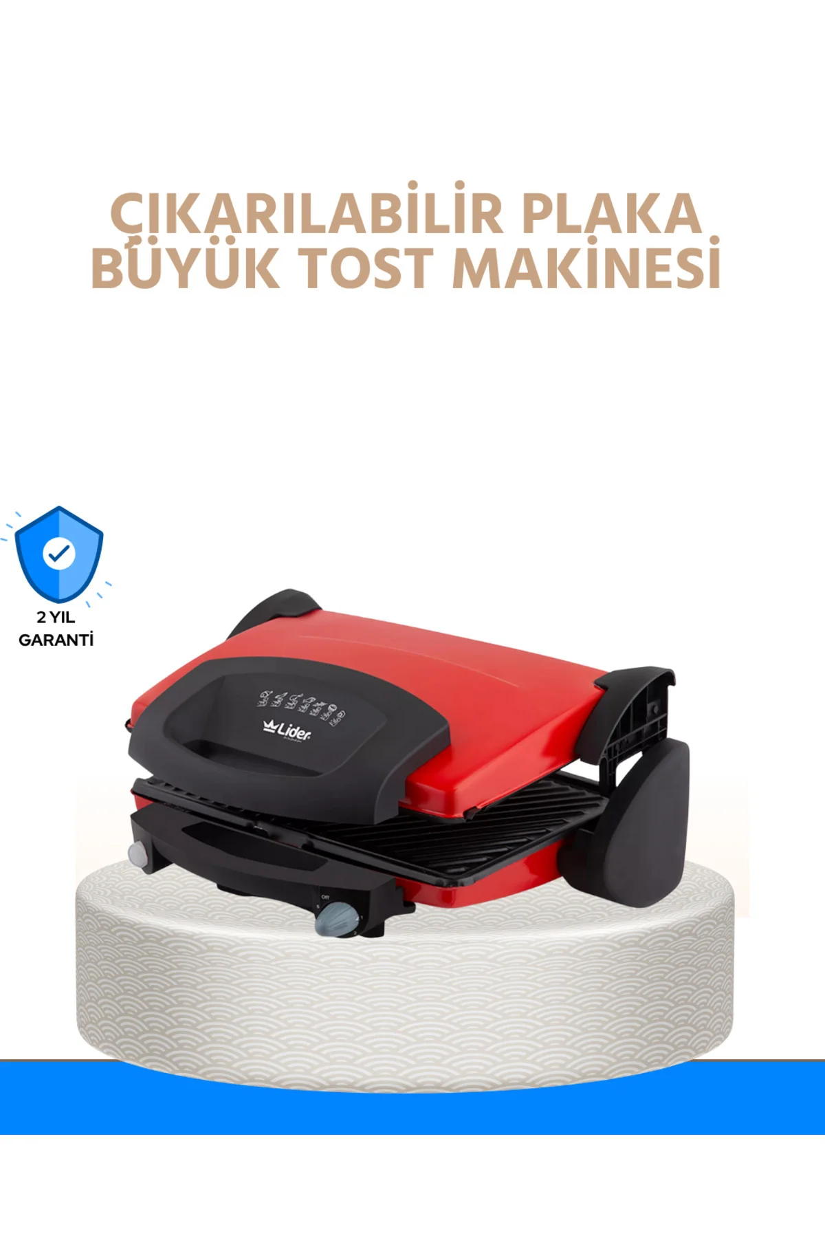 Çıkarılabilir Plakalı 2000W Tost Makinesi – Termostatlı, Kolay Te