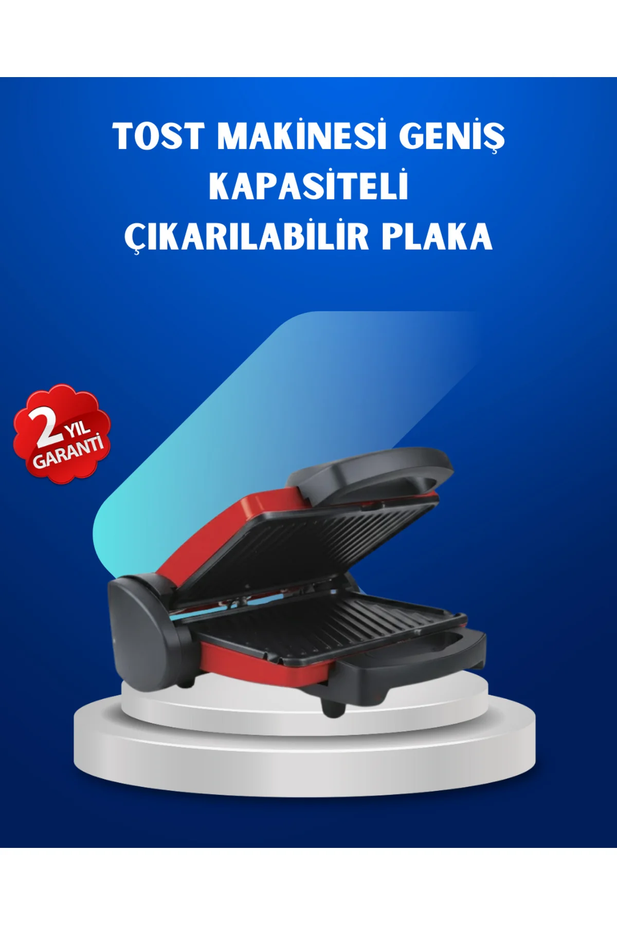 Çıkarılabilir Plakalı 2000W Tost Makinesi – Termostatlı, Kolay Te