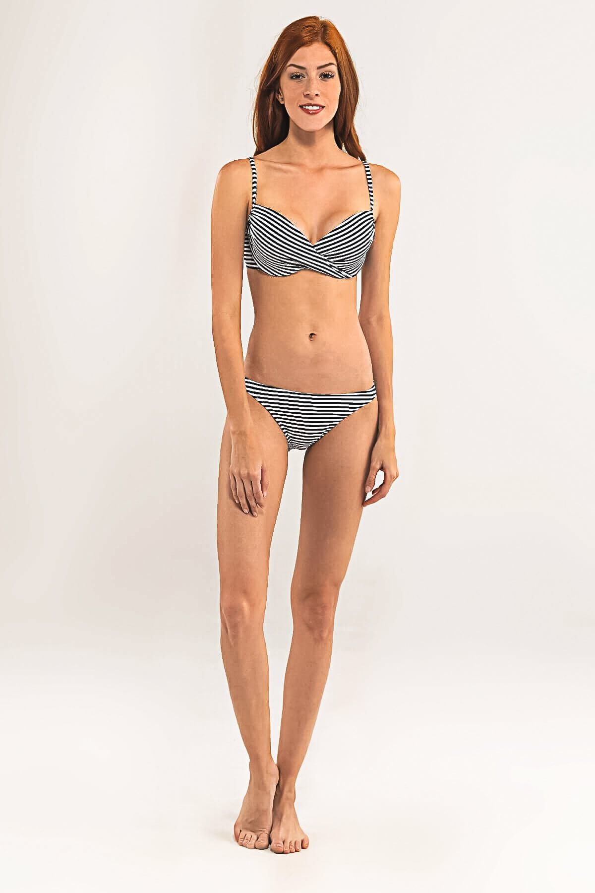 Blackspade Çıkartılabilir Destekli Bikini Takımı Siyah Beyaz Çizgili