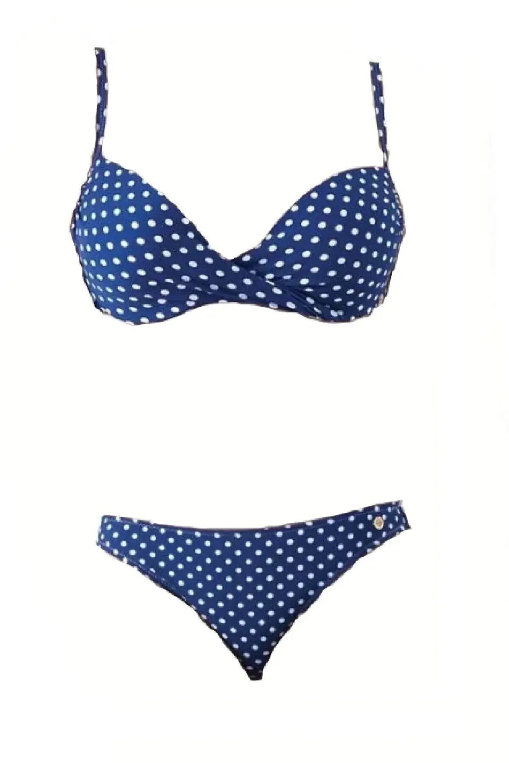 Çıkartılabilir Destekli Puantiye Baskılı Siyah Bikini Takım